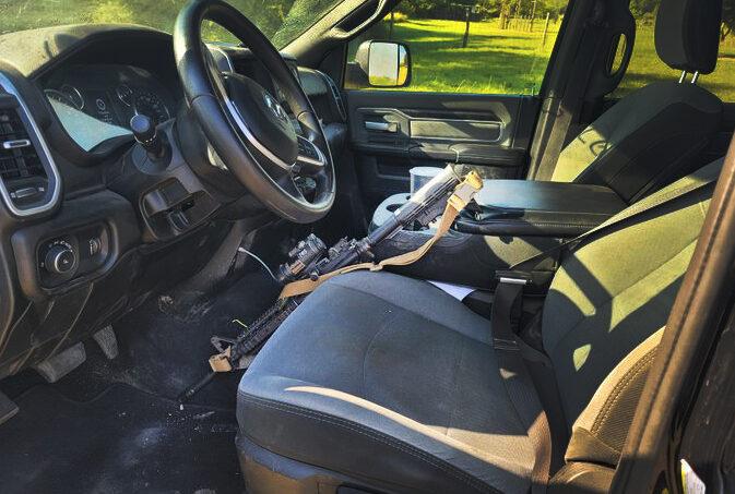 An unsecured M4 carbine was left unattended in a truck and was taken by Kelly Perry to a secure location. (Courtesy of Kelly Perry)
