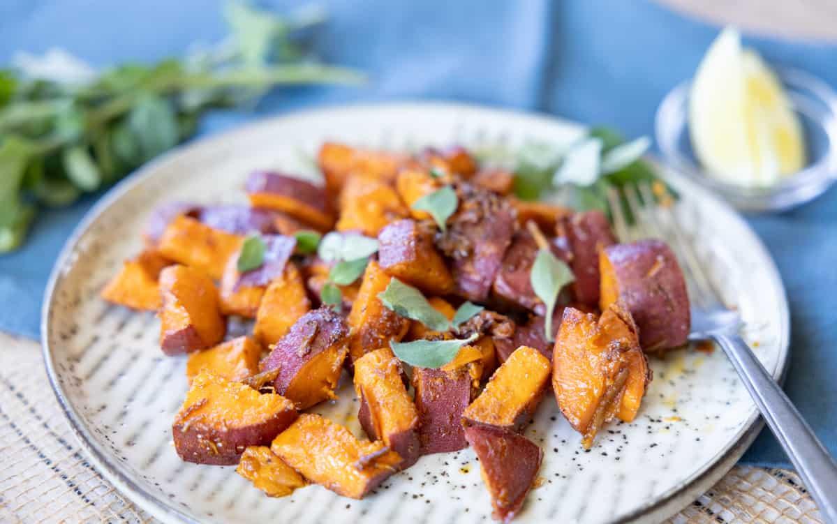 Roasted Sweet Potato with Ginger & Coriander
