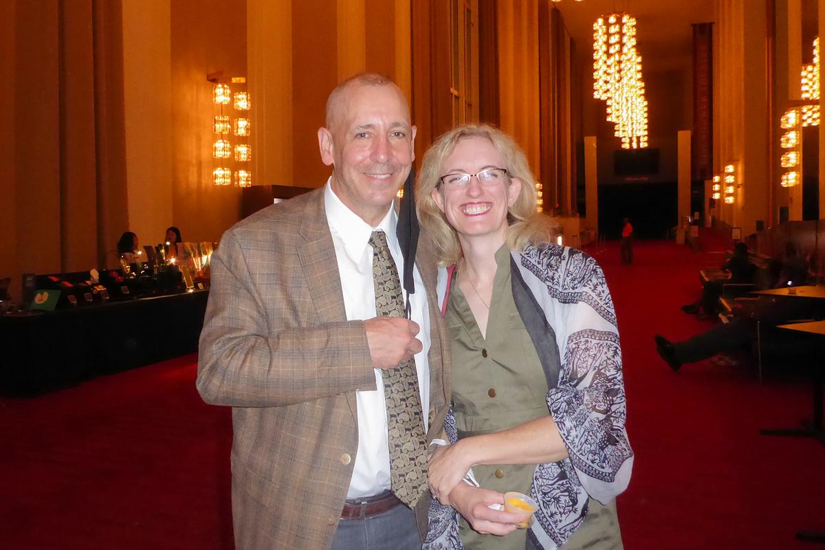 Timothy Sharpe, chief of operations & logistics at the Joint Staff, with his wife, Dr. Brigitte Sharpe, at the Kennedy Center Opera House in Washington, D.C., on July 15, 2022. (Frank Liang/The Epoch Times)