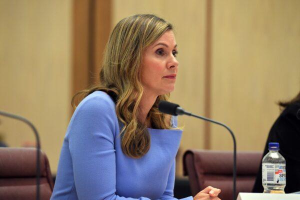 Australia's eSafety Commissioner Julie Inman Grant during Senate Estimates at Parliament House in Canberra, Australia, on Feb. 15, 2022. (AAP Image/Mick Tsikas)