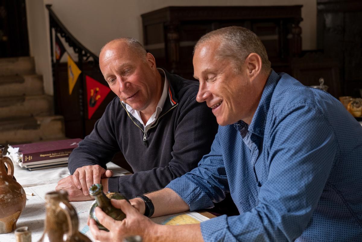 Julian and Lincoln Barnwell with some of their finds. (Courtesy of University of East Anglia)