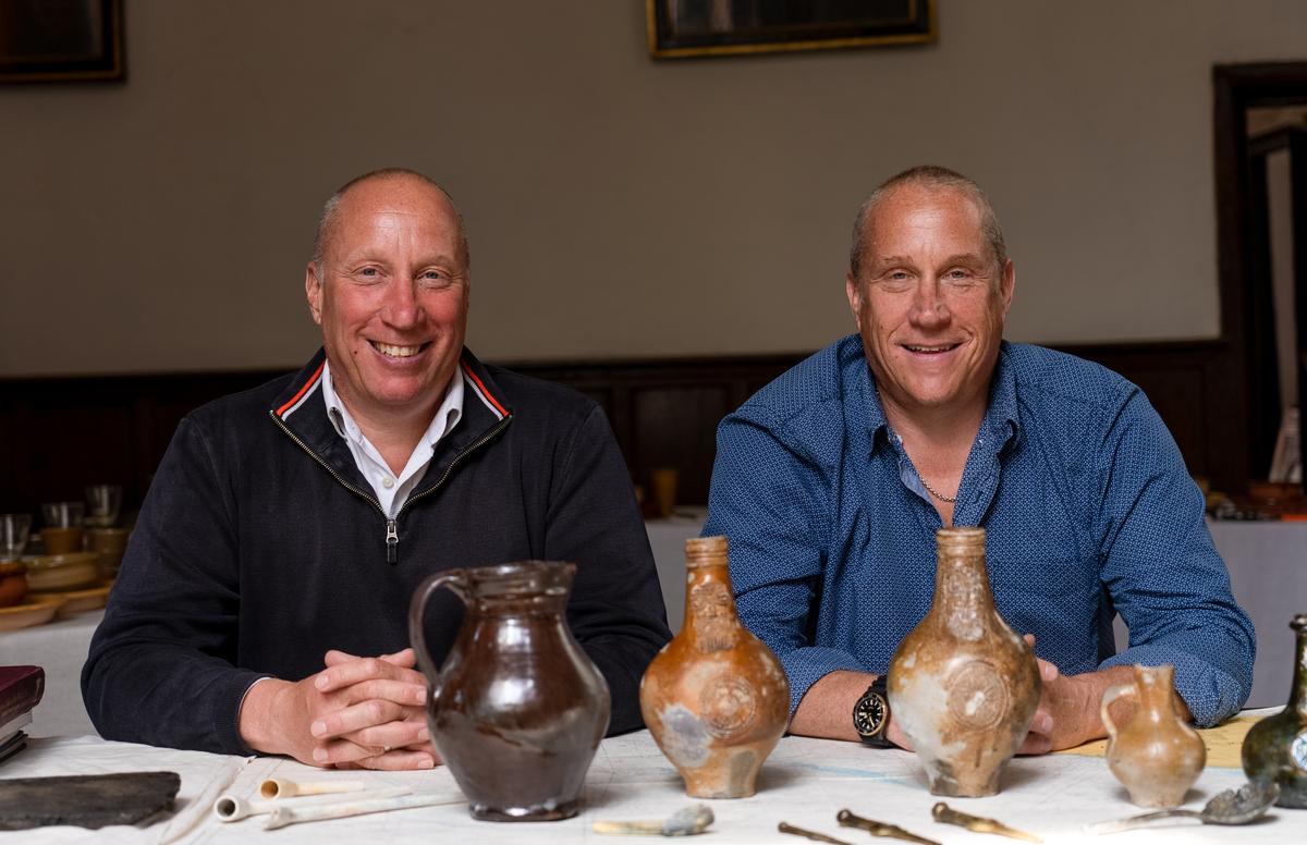 Julian and Lincoln Barnwell with some of their discoveries. (Courtesy of University of East Anglia)