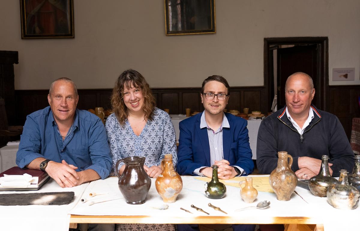 (L–R) Lincoln Barnwell, Professor Jowitt, Dr. Redding, Julian Barnwell. (Courtesy of University of East Anglia)