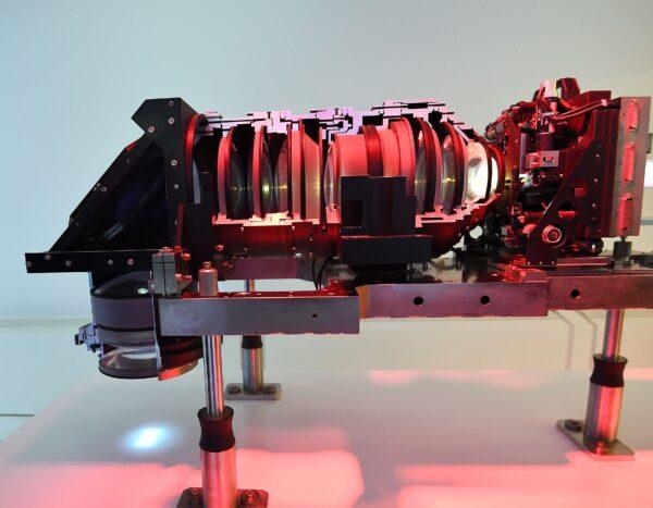 A view of a lens used into the manufacturing of semiconductor circuits at ASML, a Dutch company which s currently the largest supplier in the world of semiconductor manufacturing machines via photolithography systems in Veldhoven, Netherlands, on April 17, 2018. (Emmanuel Dunand/AFP via Getty Images)