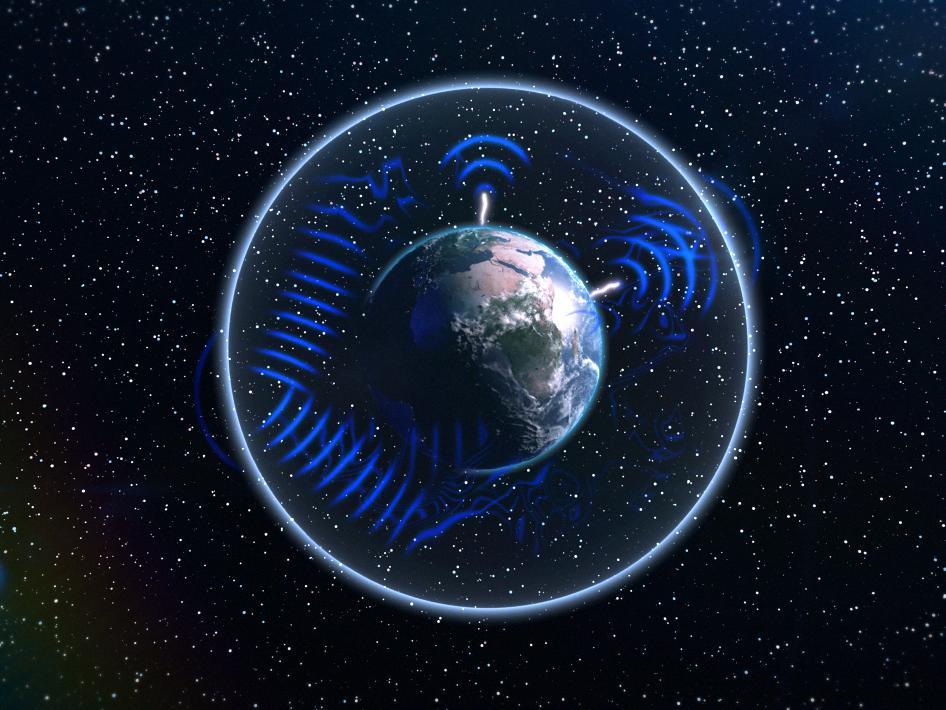 At any given moment about 2,000 thunderstorms roll over Earth, producing some 50 flashes of lightning every second. Each lightning burst creates electromagnetic waves that begin to circle around Earth captured between Earth's surface and a boundary about 60 miles up. Some of the waves - if they have just the right wavelength - combine, increasing in strength, to create a repeating atmospheric heartbeat known as Schumann resonance. (<a href="https://www.nasa.gov/mission_pages/sunearth/news/gallery/schumann-resonance.html">NASA</a>)