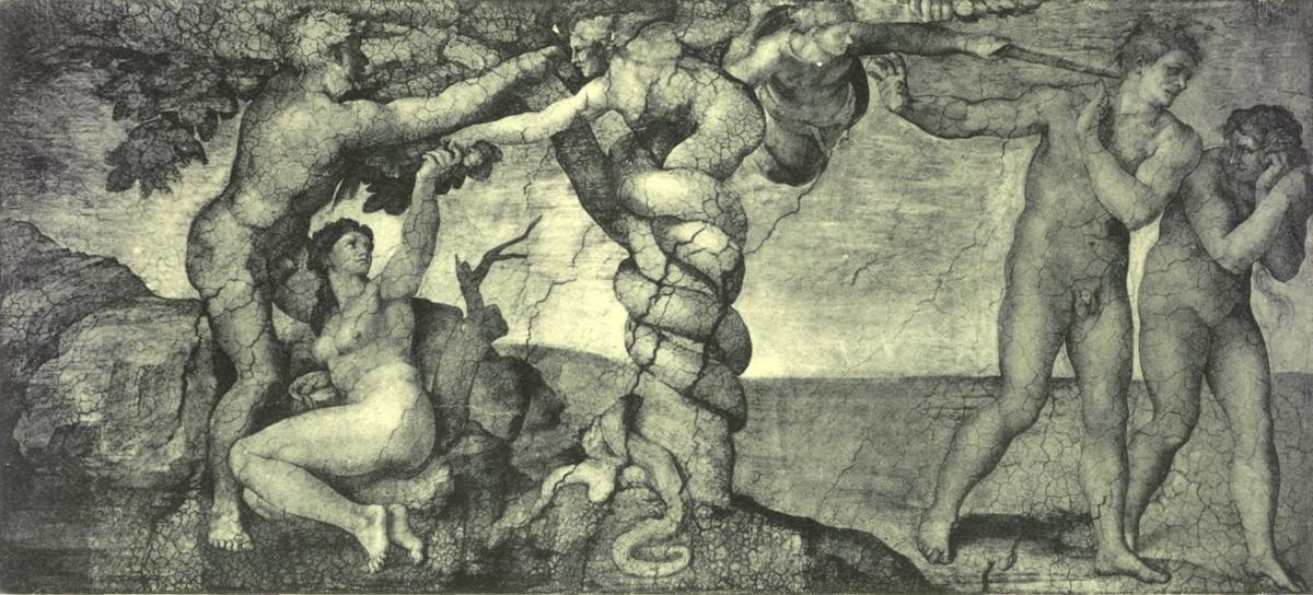 THE FALL AND THE EXPULSION (After the fresco by Michelangelo. Rome: The Vatican, Sistine Chapel) Anderson