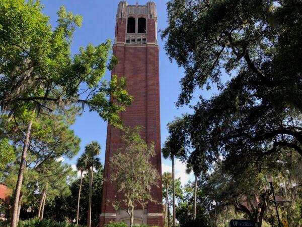 The iconic Century Tower on the University of Florida campus in Gainesville, Fla. on July 30, 2022. (Nanette Holt/The Epoch Times)