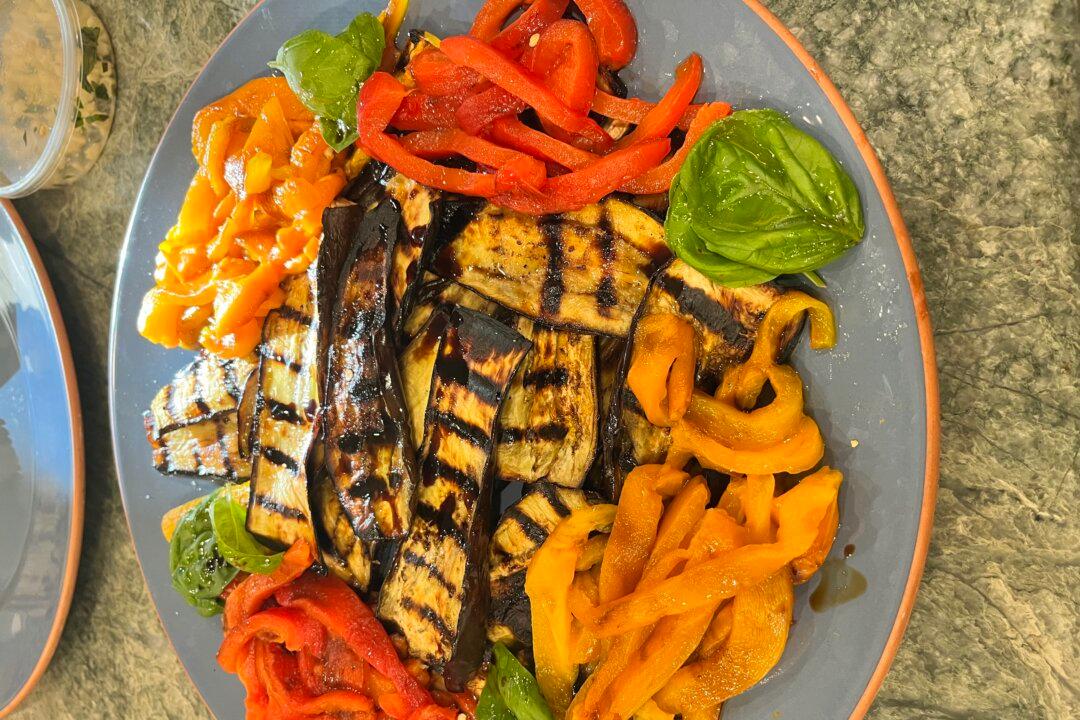 Colorful Grilled Sweet Peppers and Eggplant Brighten the Table