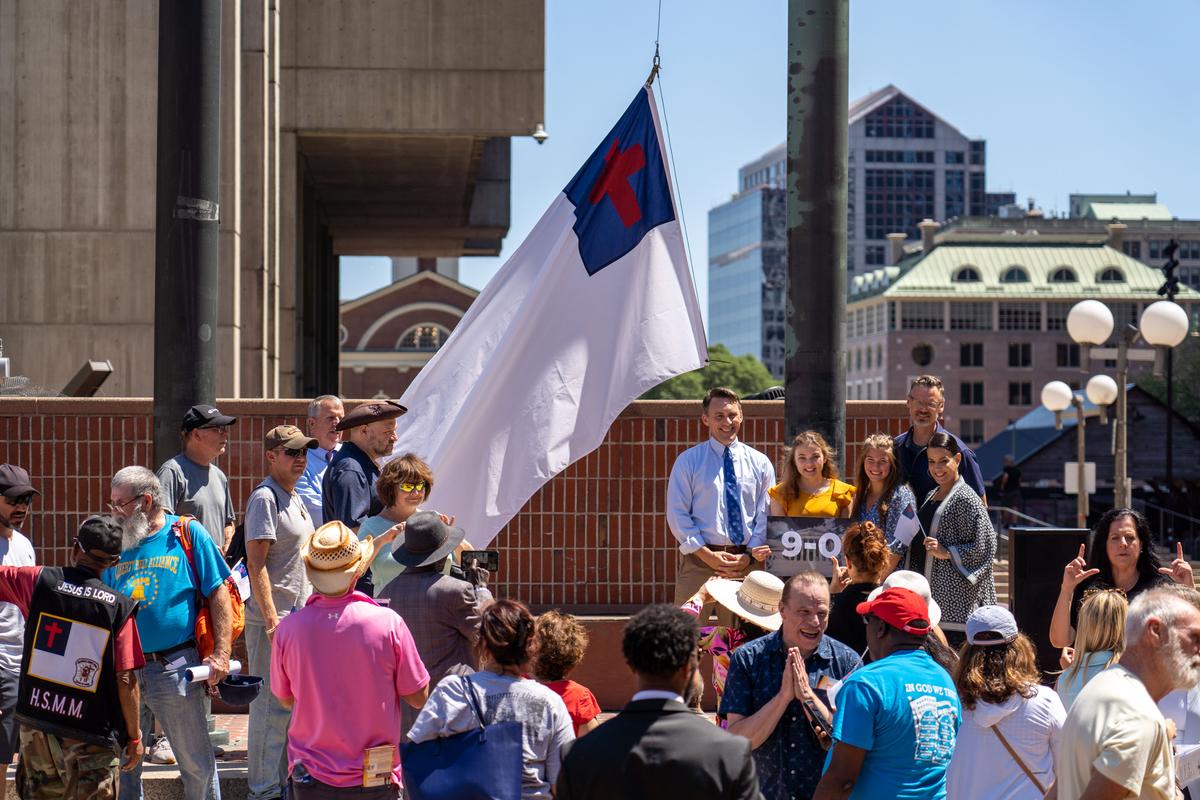 After Supreme Court Win, Camp Constitution Raises Christian Flag at Boston City Hall Plaza