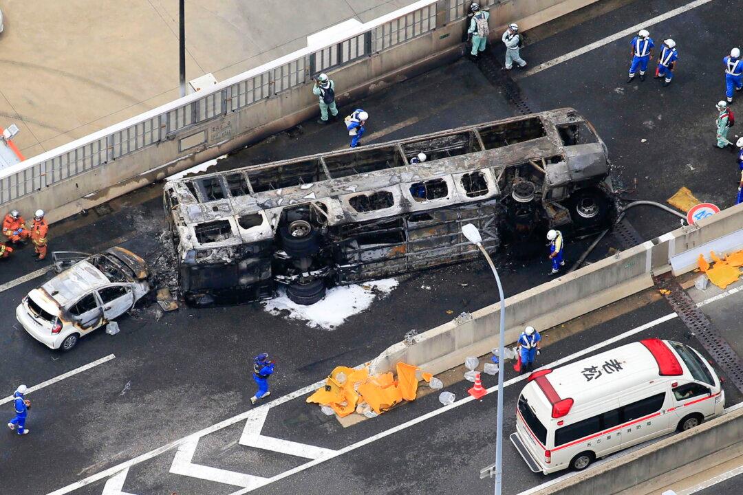Fiery Bus Crash on Japanese Highway Leaves 2 Dead, 7 Injured