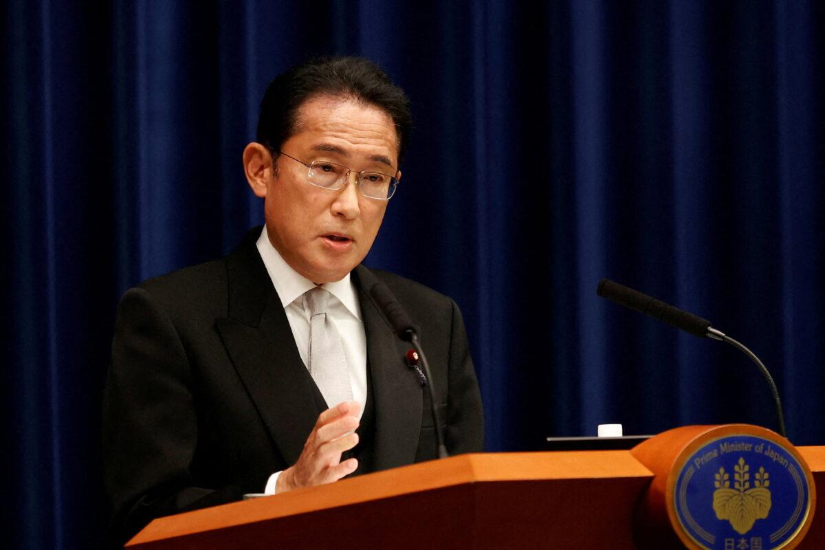 Japanese Prime Minister Fumio Kishida speaks during a press conference at the prime minister's official residence in Tokyo on Aug. 10, 2022. (Rodrigo Reyes Marin/Reuters)