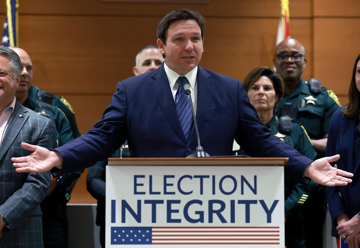 Florida Charges 20 With Voter Fraud, Gov. DeSantis Says