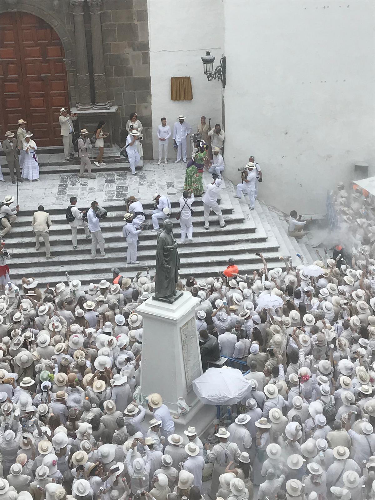 At the annual festival of Fiesta de los Indianos, everyone gets doused in talcum powder. (Xenia Taliotis)