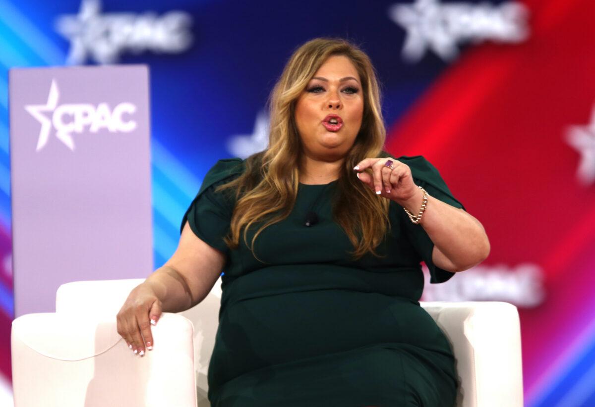 Julie Pickren, a conservative advocate for education, speaks at the Conservative Political Action Conference (CPAC) in Dallas on August 6, 2022. (Bobby Sanchez for The Epoch Times)