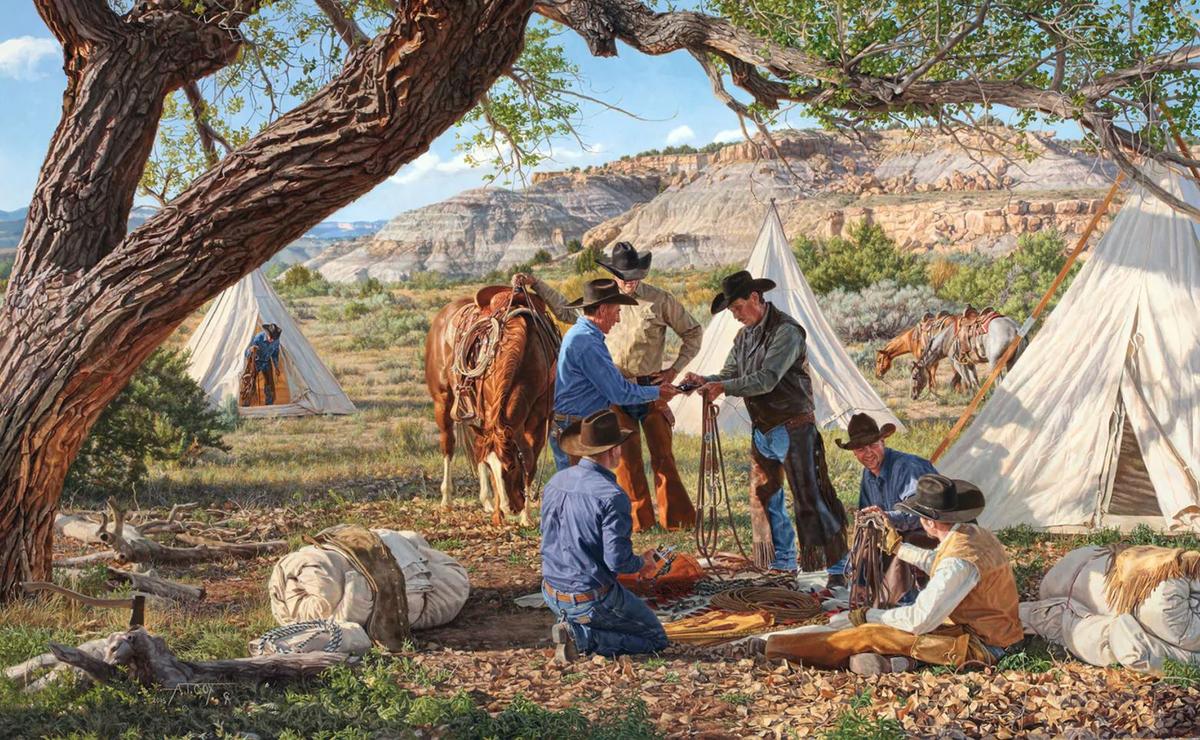 "Trading Treasures" by Tim Cox, oil on masonite painting. (Courtesy of <a href="https://www.instagram.com/timcoxfineart/">Tim Cox Fine Art</a>)