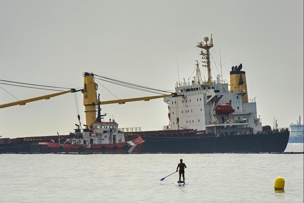 Cargo Ship Beached After Collision in Bay of Gibraltar