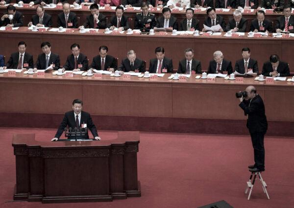 Chinese Communist Party leader Xi Jinping speaks at the opening session of the 19th Communist Party Congress in Beijing on Oct. 18, 2017. (Kevin Frayer/Getty Images)