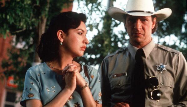 The old flame still burns between Pilar Cruz (Elizabeth <a title="" href="https://en.wikipedia.org/wiki/Elizabeth_Pe%C3%B1a">Peña</a>) and Sam Deeds (Chris Cooper) in “Lone Star.” (Sony Pictures Classics)