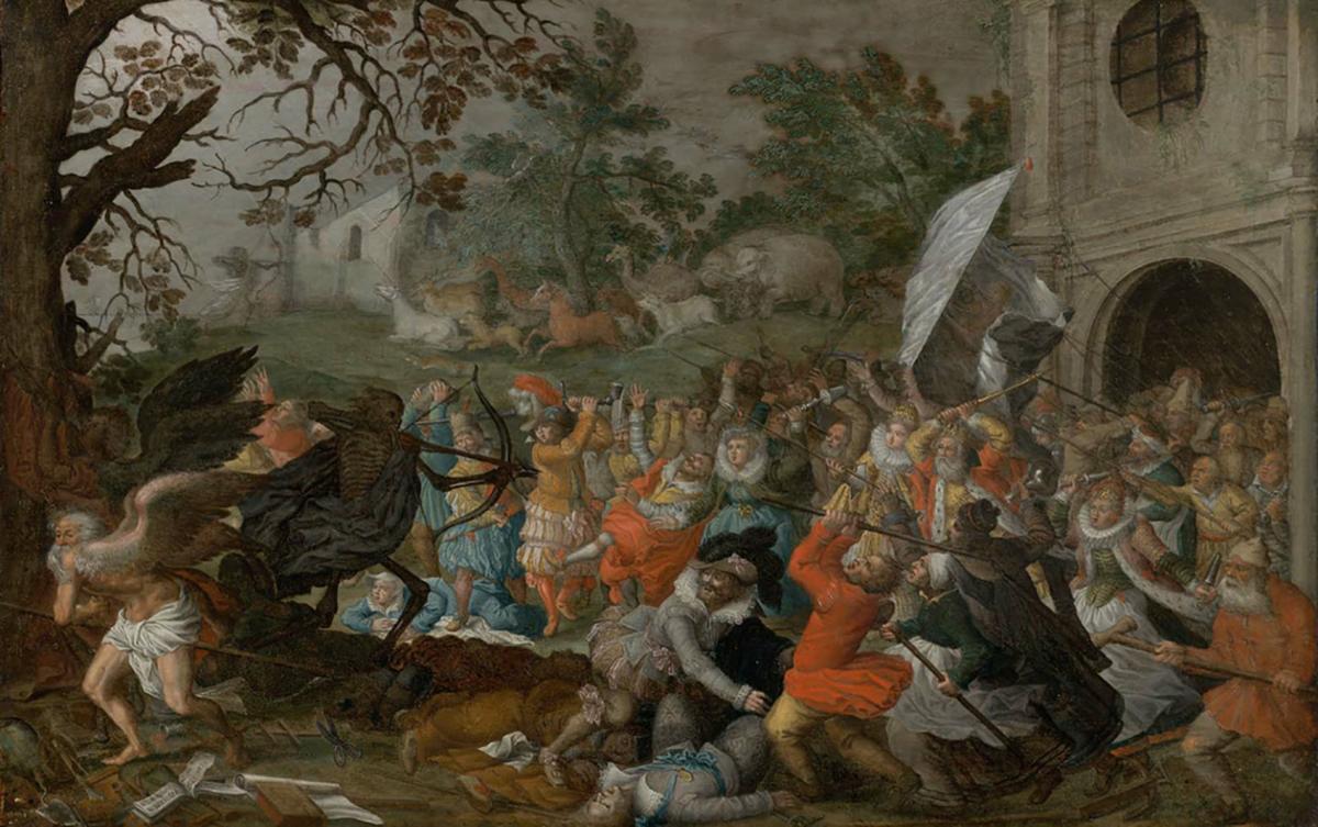 "Men and Animals Struggling Against Death and Father Time," circa 17th century, by David Vinckboons. Oil on panel. Museum of Fine Arts Boston, in Boston. (Public Domain)
