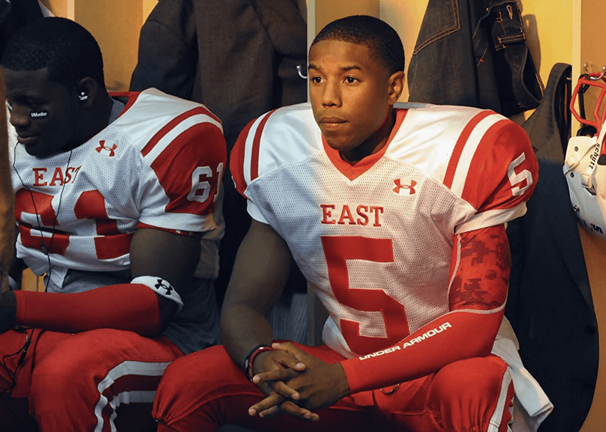 Quarterback Vince Howard (Michael B. Jordan, R) of the East Dillon Lions, in the third season of "Friday Night Lights." (Universal Television)