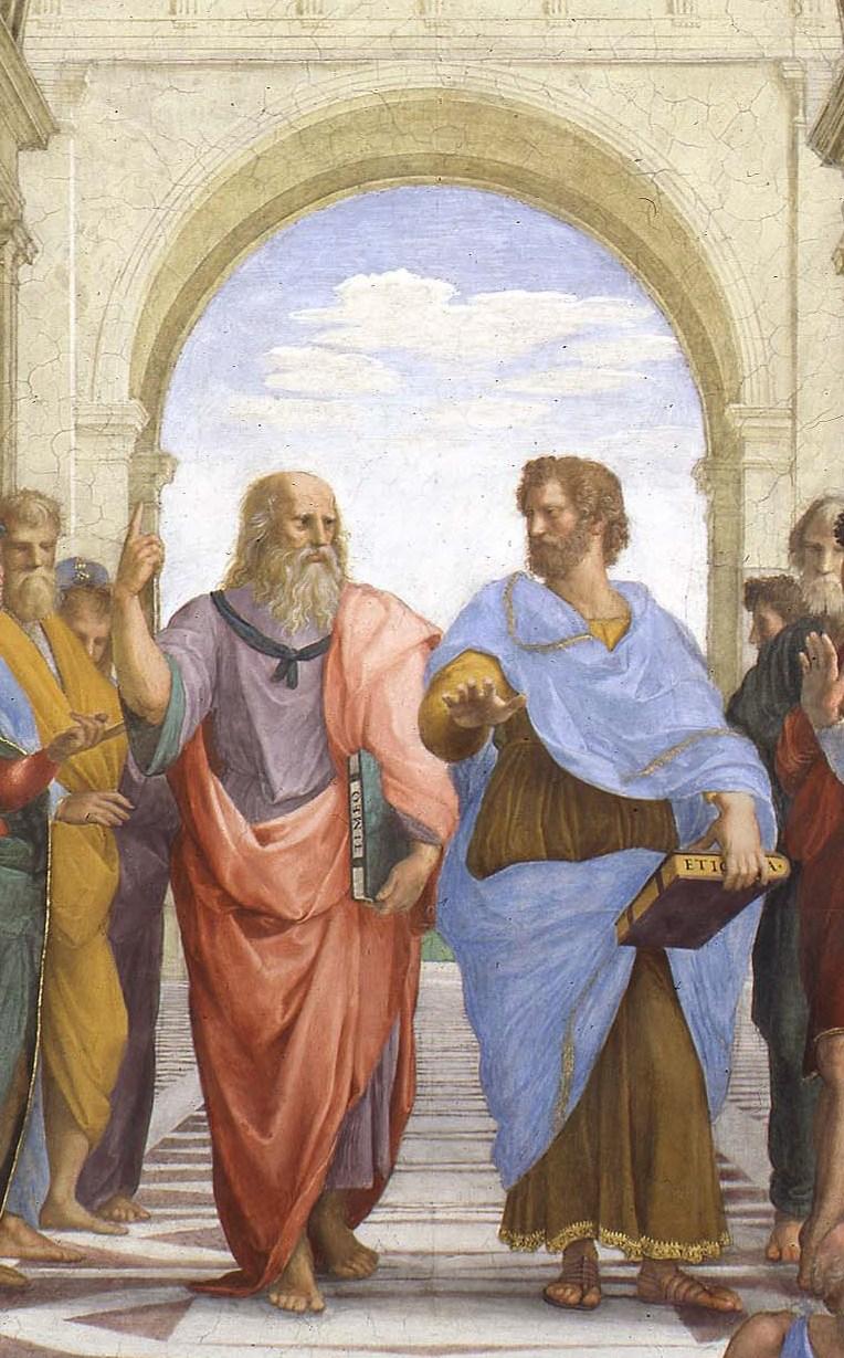 Plato (L) and Aristotle in Raphael's fresco "The School of Athens." (Public Domain)