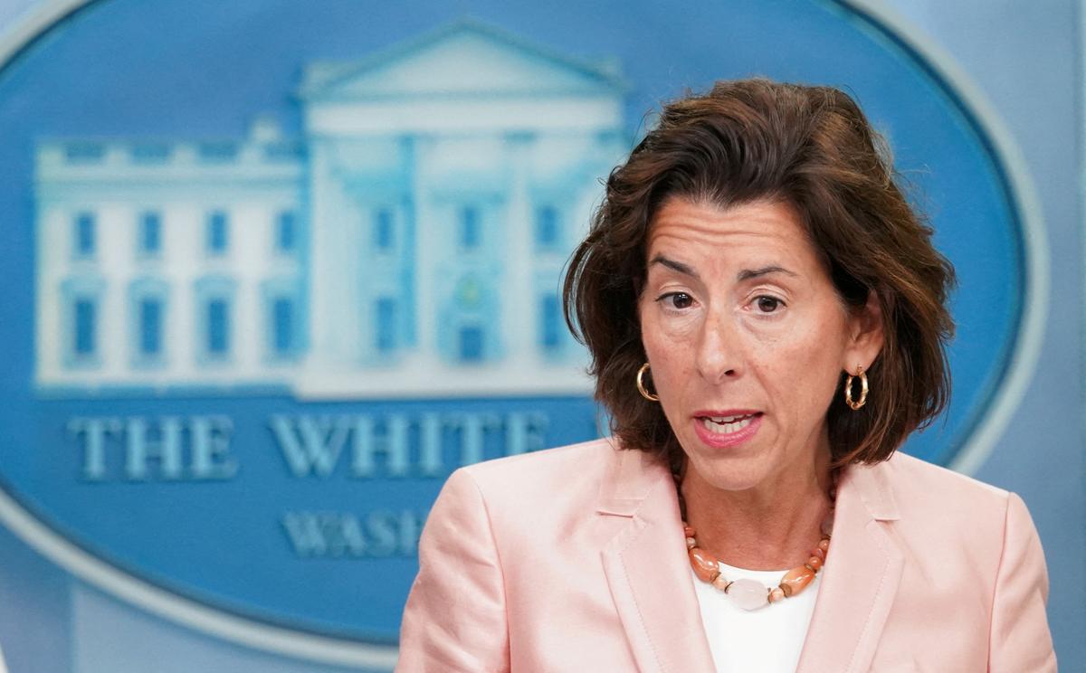 U.S. Secretary of Commerce Gina Raimondo speaks about semiconductor chips subsidies during a press briefing at the White House in Washington on Sept. 6, 2022. (Kevin Lamarque/Reuters)