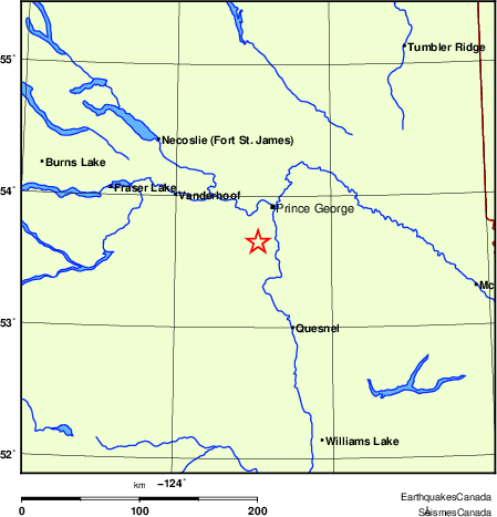 3.4 Magnitude Earthquake Rumbles Southwest of Prince George, BC