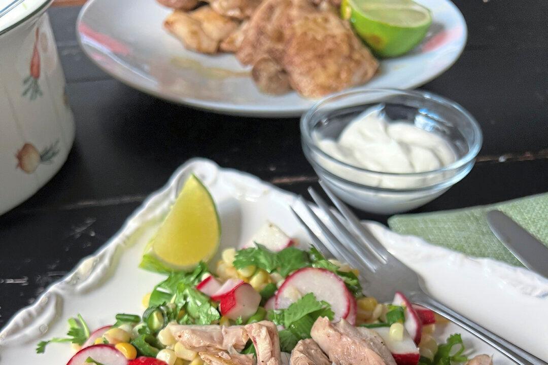 Corn Salad With Garlic Chicken, Cayenne and Lime