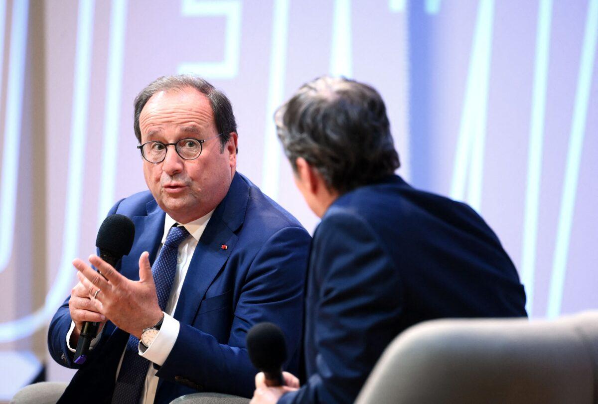 Former French president Francois Hollande participates in a debate on the occasion of an event dubbed "Demain le sport" (Sports tomorrow), in Paris on Sept. 22, 2022. (Franck Fife/AFP via Getty Images)