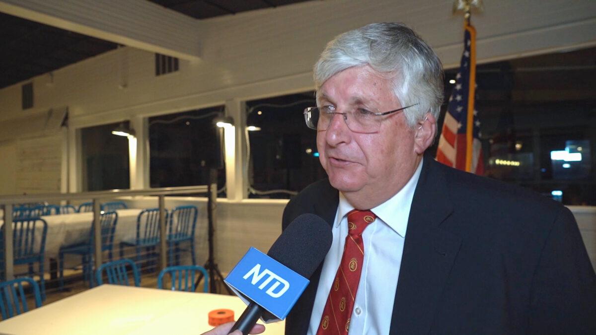 Hylton Phillips-Page, treasurer of Sussex County Republican Committee, at the Freedom Festival banquet in Rusty Rudder in Dewey Beach, Del., on Oct. 7, 2022. (William Huang/The Epoch Times)