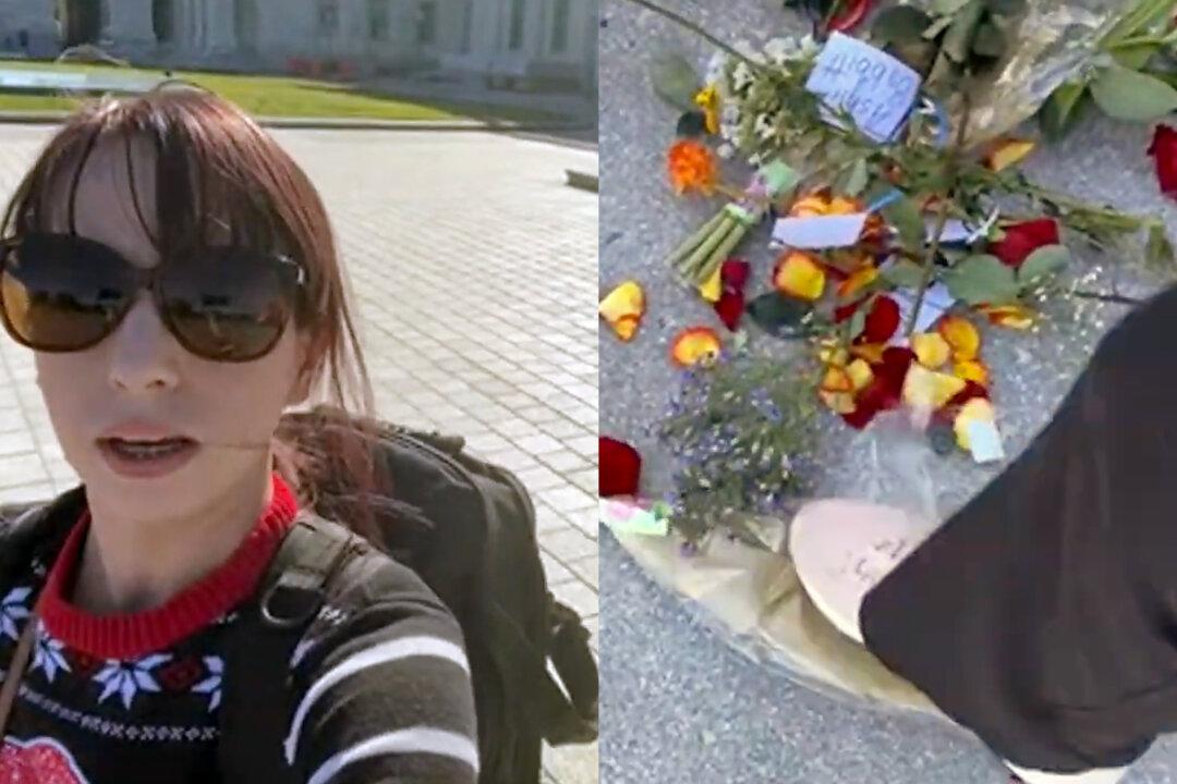 Self-Described ‘Anarchy Princess’ Destroys Ashli Babbitt Floral Tribute at US Capitol While Police Watch