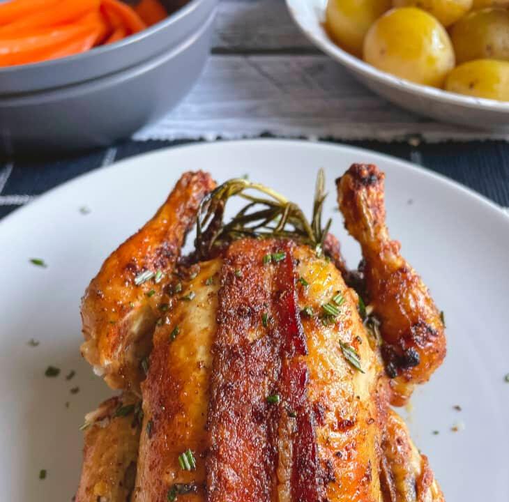 Enjoy Bacon-Wrapped Air-Fryer Cornish Hens in Just 35 Minutes
