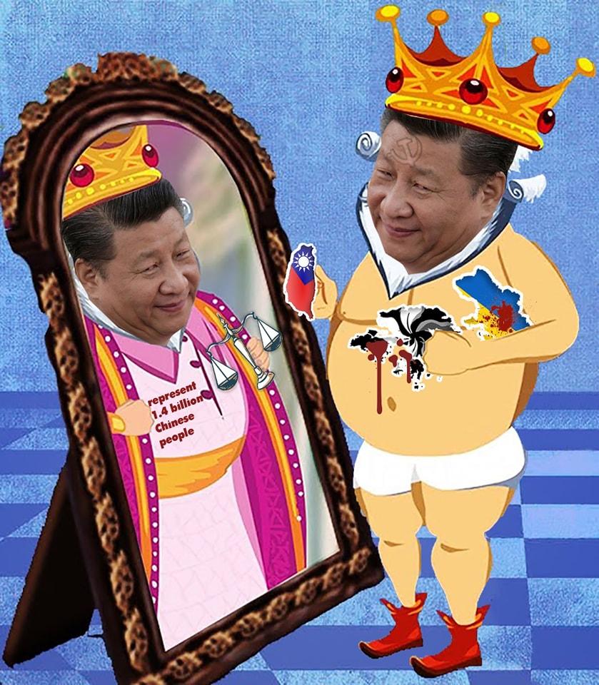 A caricature of Chinese leader Xi Jinping as the emperor wearing no clothes. (Hong Kong Indigenous Defence Force)
