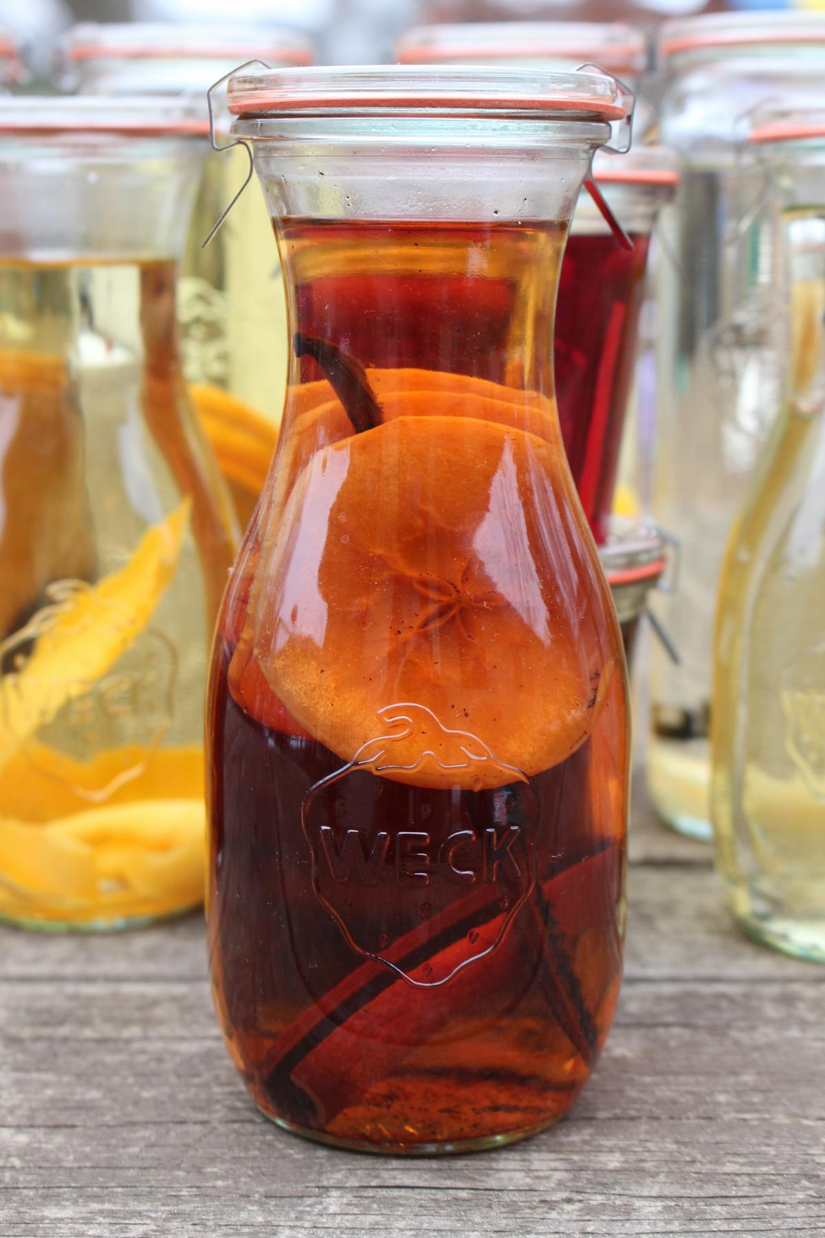 A pour of infused apple pie whiskey in an ice-filled lowball is the perfect after-dinner treat. (Stephanie Thurow)