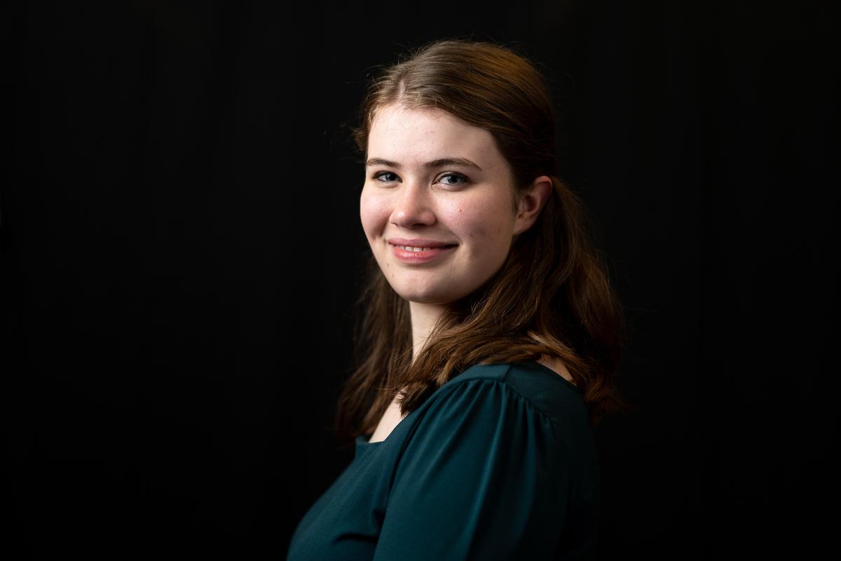 Trinity Goff from the United States after competing at the finals of the 6th NTD International Piano Competition at the Kaufman Music Center in New York City on Nov. 1, 2022. (Samira Bouaou/The Epoch Times)