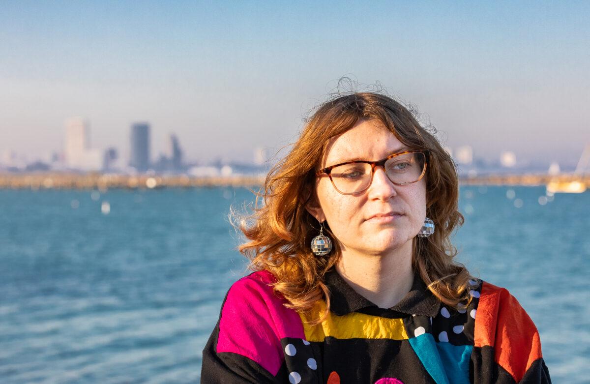 Artist Laura Becker at a park near her home outside of Milwaukee, Wis., on Nov. 2, 2022. (John Fredricks/The Epoch Times)