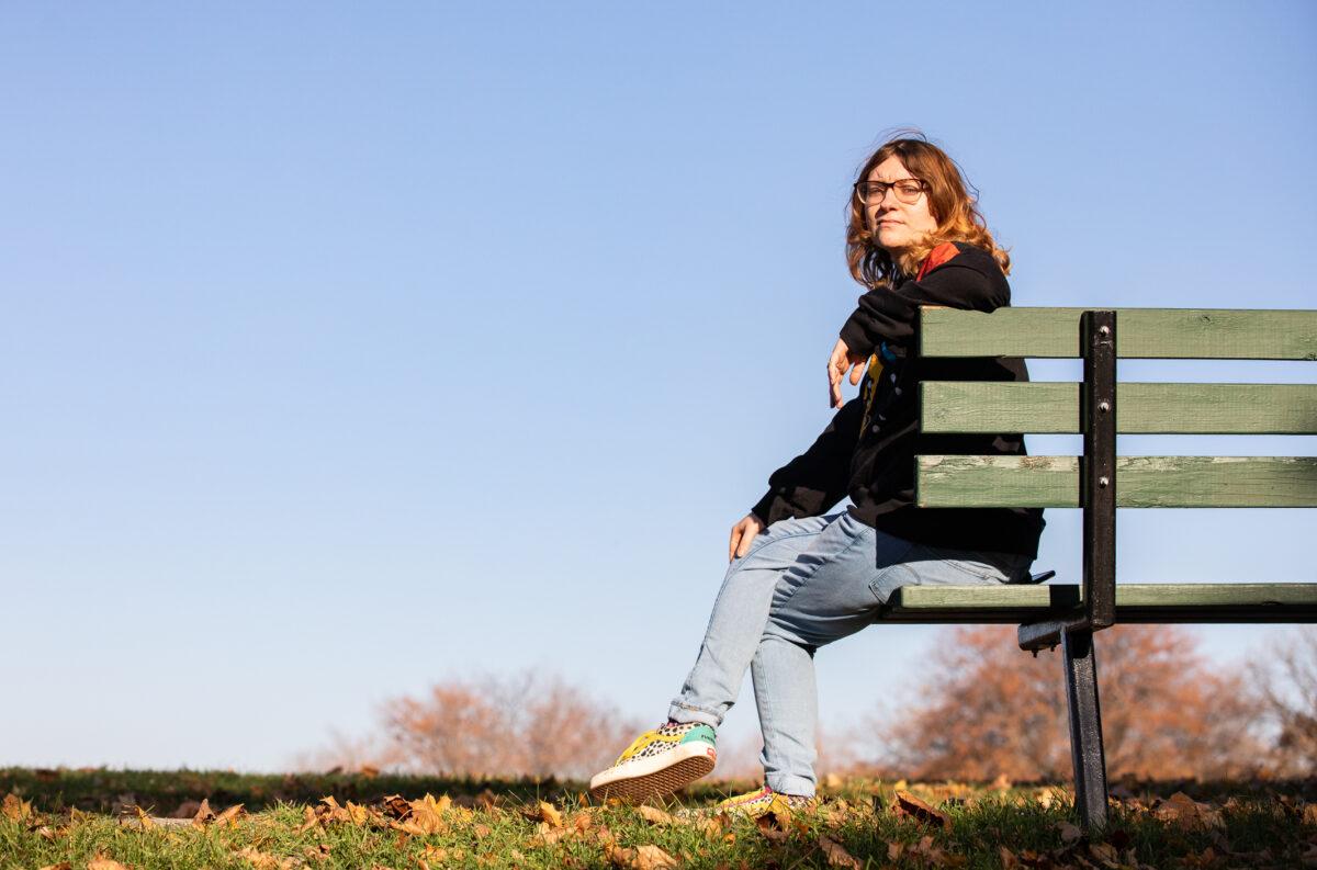 Artist Laura Becker at a park near her home outside of Milwaukee, Wis., on Nov. 2, 2022. (John Fredricks/The Epoch Times)