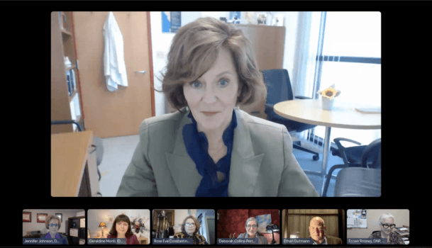 Kathleen Thimsen, co-founder of AFN and moderator of the Nurses Summit on Combatting and Preventing Forced Organ Harvesting, speaks to the panel of experts on Nov. 1, 2022. (Courtesy of DAFOH)