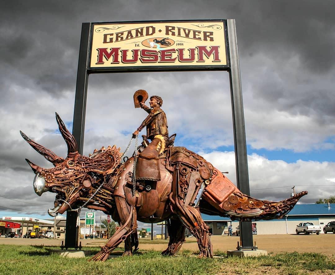 A whimsical triceratops and rider. (Courtesy of <a href="https://www.instagram.com/johnlopezstudio/">John Lopez</a>)