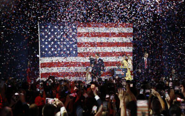 Florida Gov. Ron DeSantis celebrates his reelection with his wife, Casey, and their children at the Tampa Convention Center in Tampa, Fla., on Nov. 8, 2022. (Octavio Jones/Getty Images)