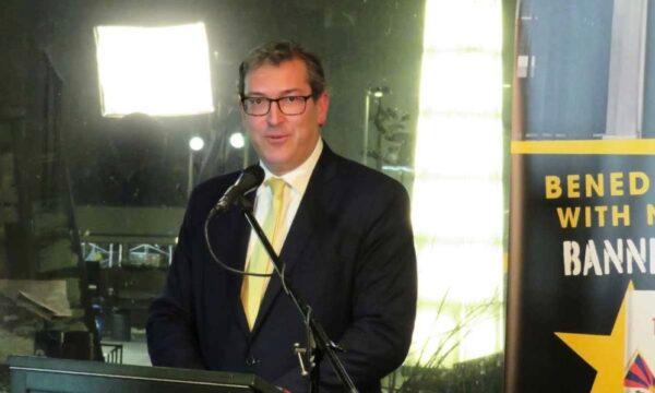 Benedict Richard Victor Rogers, a British human rights activist and co-founder and CEO of Hong Kong Watch group, said in an interview with the Epoch Times on Nov. 23, that Hong Kong’s press freedom has been devastated and utterly destroyed. (Liang Yao/The Epoch Times)