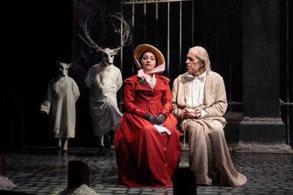 Fan (Ariana Burks) and Ebenezer Scrooge (Larry Yando), in “A Christmas Carol.” (Liz Lauren)