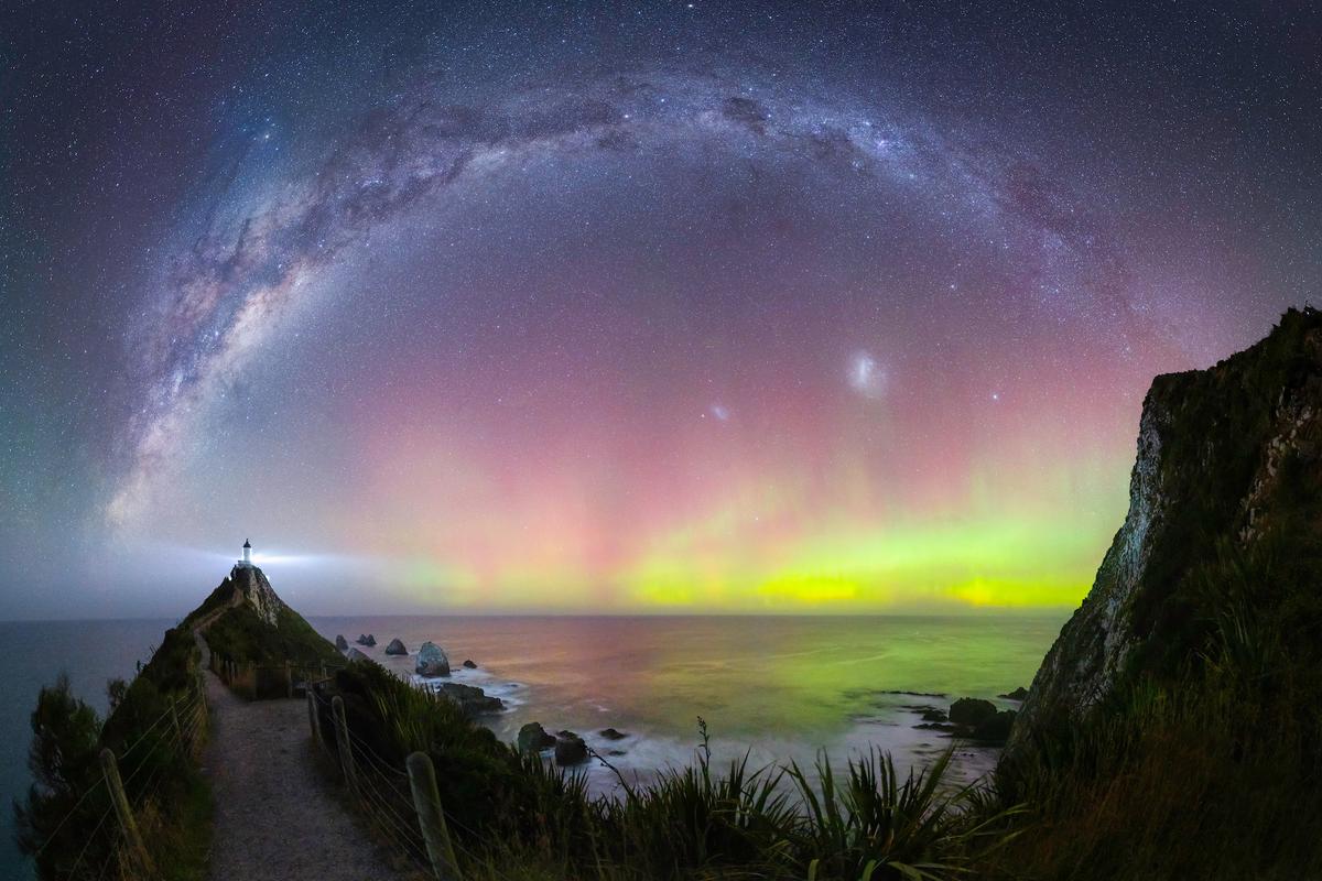 "Nugget Point Lighthouse Aurora" by Douglas Thorne. (Courtesy of Douglas Thorne)