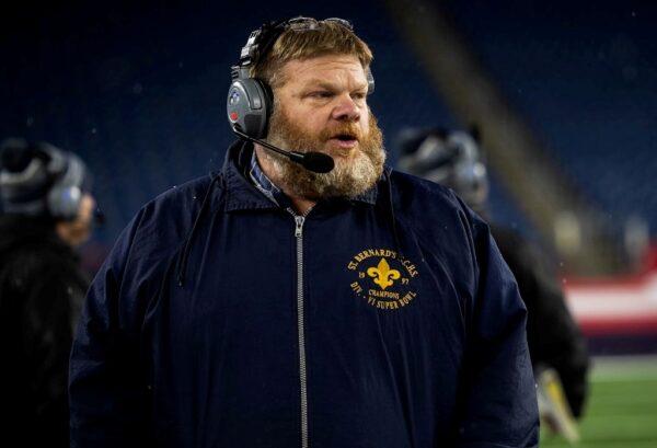 Coach Tom Bingham believes in the players on St. Bernard's football team, in "All In: Miracle at St. Bernard’s." (Gravitas Ventures)