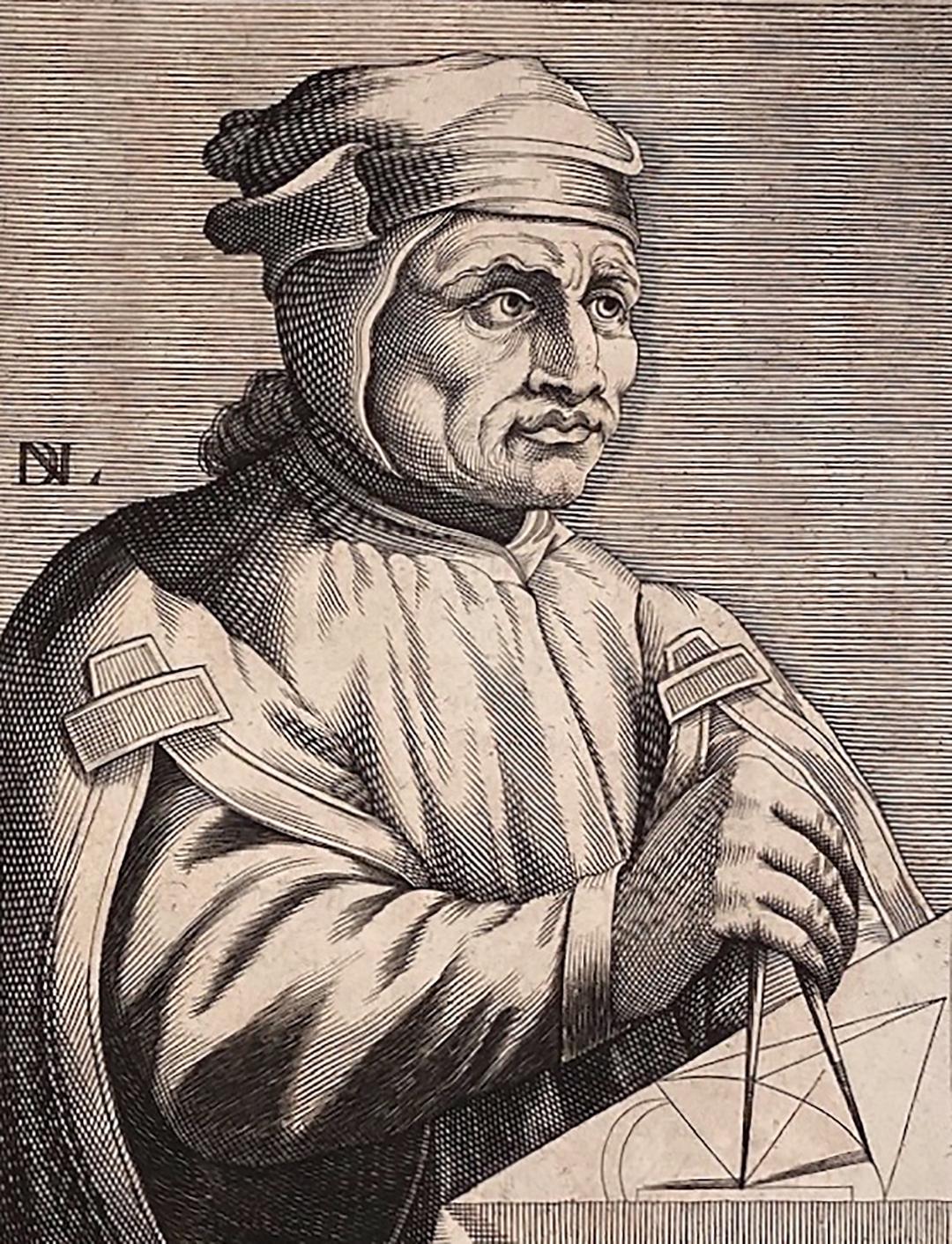 Portrait of Arnolfo di Cambio, Italian architect and sculptor, engraved by Nicolas de Larmessin, 1682. (Public Domain)