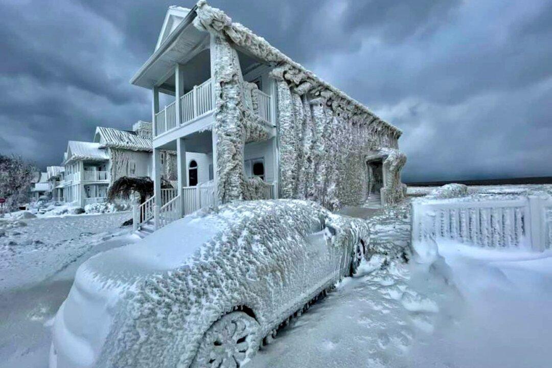 Town of Crystal Beach in Ontario Crystallized in Ice After Major Storm