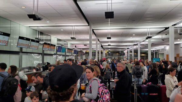 The crowded Montreal International Airport on Dec. 27, 2022, after a winter storm delayed flights. (Courtesy of Cassidy Charette)