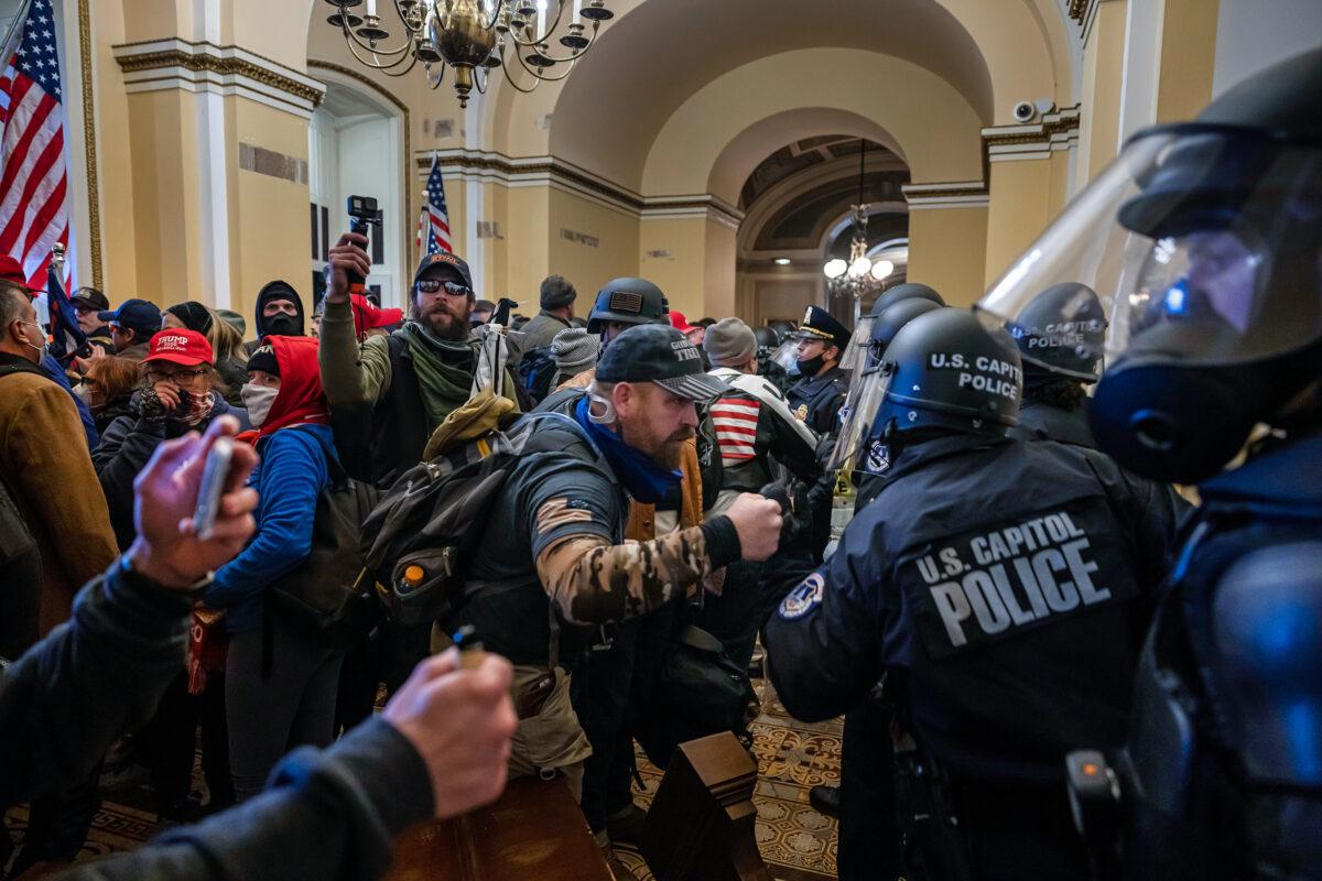 Supporters of President Donald Trump protest inside the U.S. Capitol on Jan. 6, 2021, in Washington. (Brent Stirton/Getty Images)