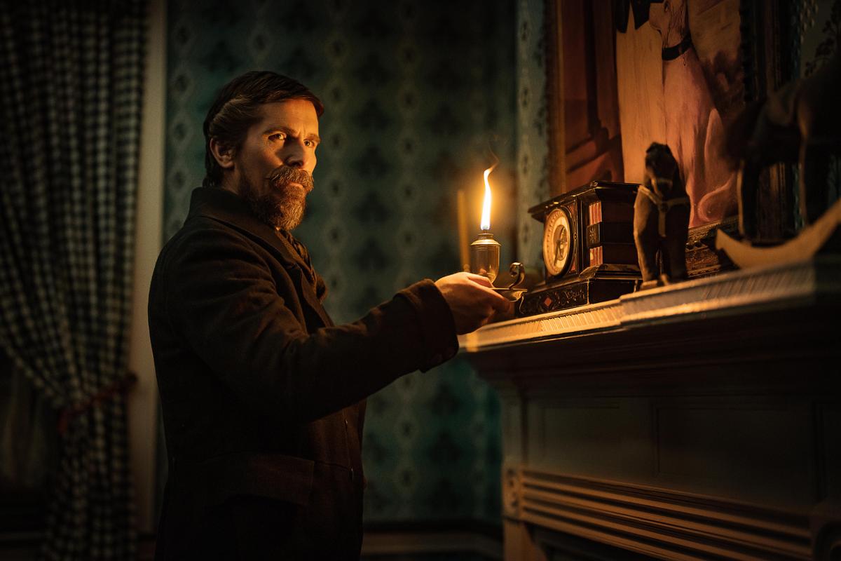 Police detective Augustus Landor (Christian Bale), in "The Pale Blue Eye." (Scott Garfield/Netflix)
