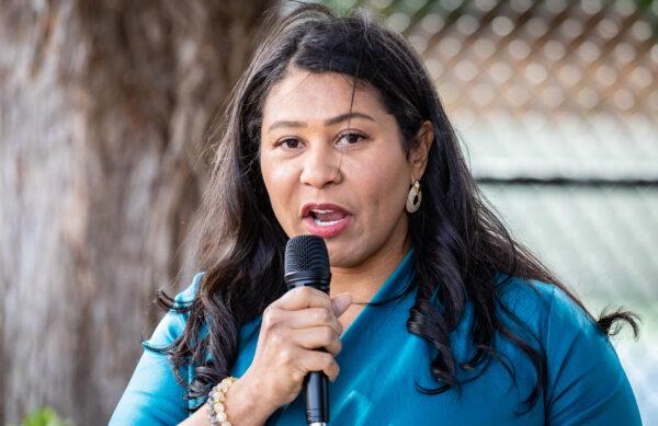 San Francisco Mayor London Breed attends an event hosted by California state Sen. Scott Wiener in San Francisco on Oct. 23, 2022. (John Fredricks/The Epoch Times)